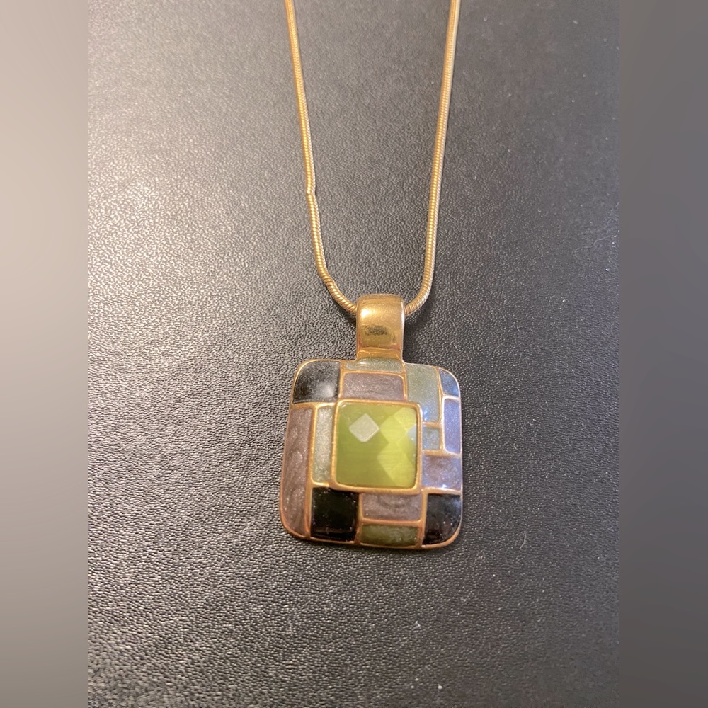 Vintage colorful square necklace